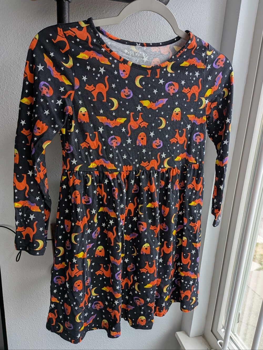 The Children's Place Halloween Dress Girls M 7/8 Black Cat Ghost Bat Spooky